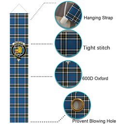 ScotsTee Shop Scottish Thompson Dress Blue Modern Tartan Front Porch Sign Set, Hanging Banner Set