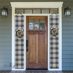 ScotsTee Shop Scottish Sandilands Grey Tartan Front Porch Sign Set, Hanging Banner Set