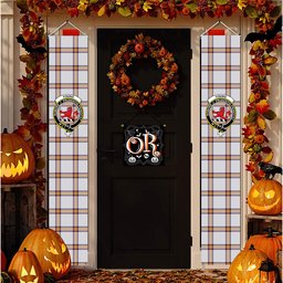 ScotsTee Shop Scottish Young Christina Modern Tartan Front Porch Sign Set, Hanging Banner Set