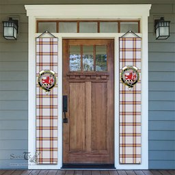 ScotsTee Shop Scottish Young Christina Modern Tartan Front Porch Sign Set, Hanging Banner Set