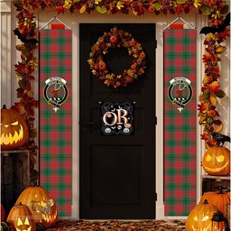 ScotsTee Shop Scottish McPhail Blue Bands Ancient Tartan Front Porch Sign Set, Hanging Banner Set