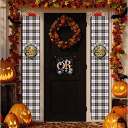 ScotsTee Shop Scottish MacPherson Dress Modern Tartan Front Porch Sign Set, Hanging Banner Set