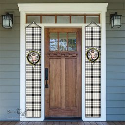 ScotsTee Shop Scottish McFarlane Black White Ancient Tartan Front Porch Sign Set, Hanging Banner Set