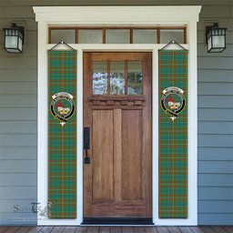ScotsTee Shop Scottish McConnell Ancient Tartan Front Porch Sign Set, Hanging Banner Set