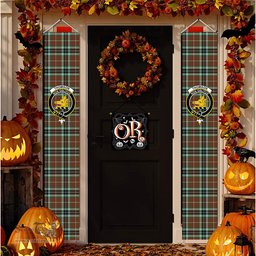 ScotsTee Shop Scottish Thomson Hunting Modern Tartan Front Porch Sign Set, Hanging Banner Set