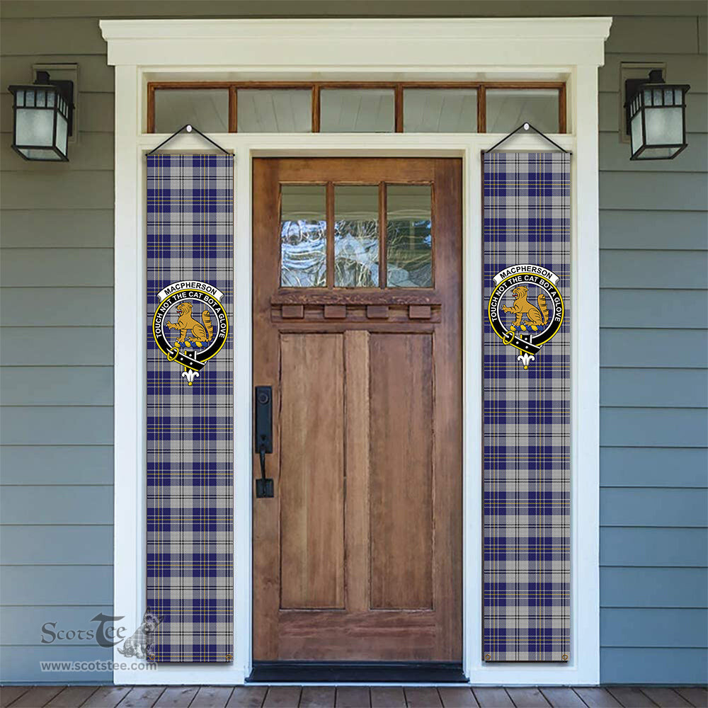ScotsTee Shop Scottish MacPherson Dress Blue Tartan Front Porch Sign Set, Hanging Banner Set