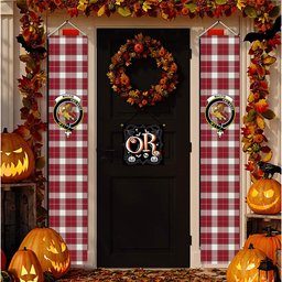 ScotsTee Shop Scottish MacFie Dress Modern Tartan Front Porch Sign Set, Hanging Banner Set