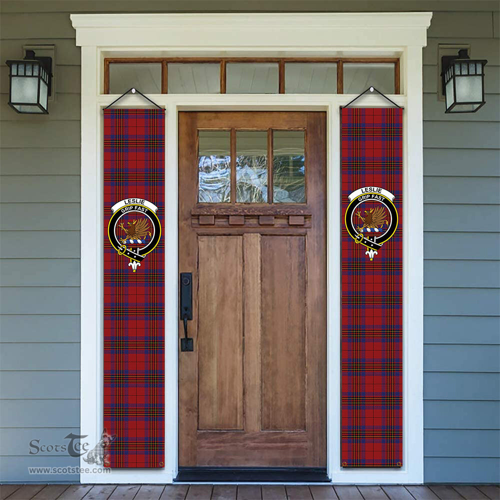 ScotsTee Shop Scottish Leslie Red Tartan Front Porch Sign Set, Hanging Banner Set