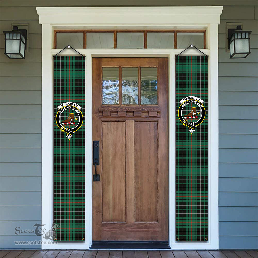 ScotsTee Shop Scottish MacAuley Hunting Ancient Tartan Front Porch Sign Set, Hanging Banner Set