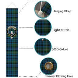 ScotsTee Shop Scottish Stephenson Hunting Red Stripe Tartan Front Porch Sign Set, Hanging Banner Set