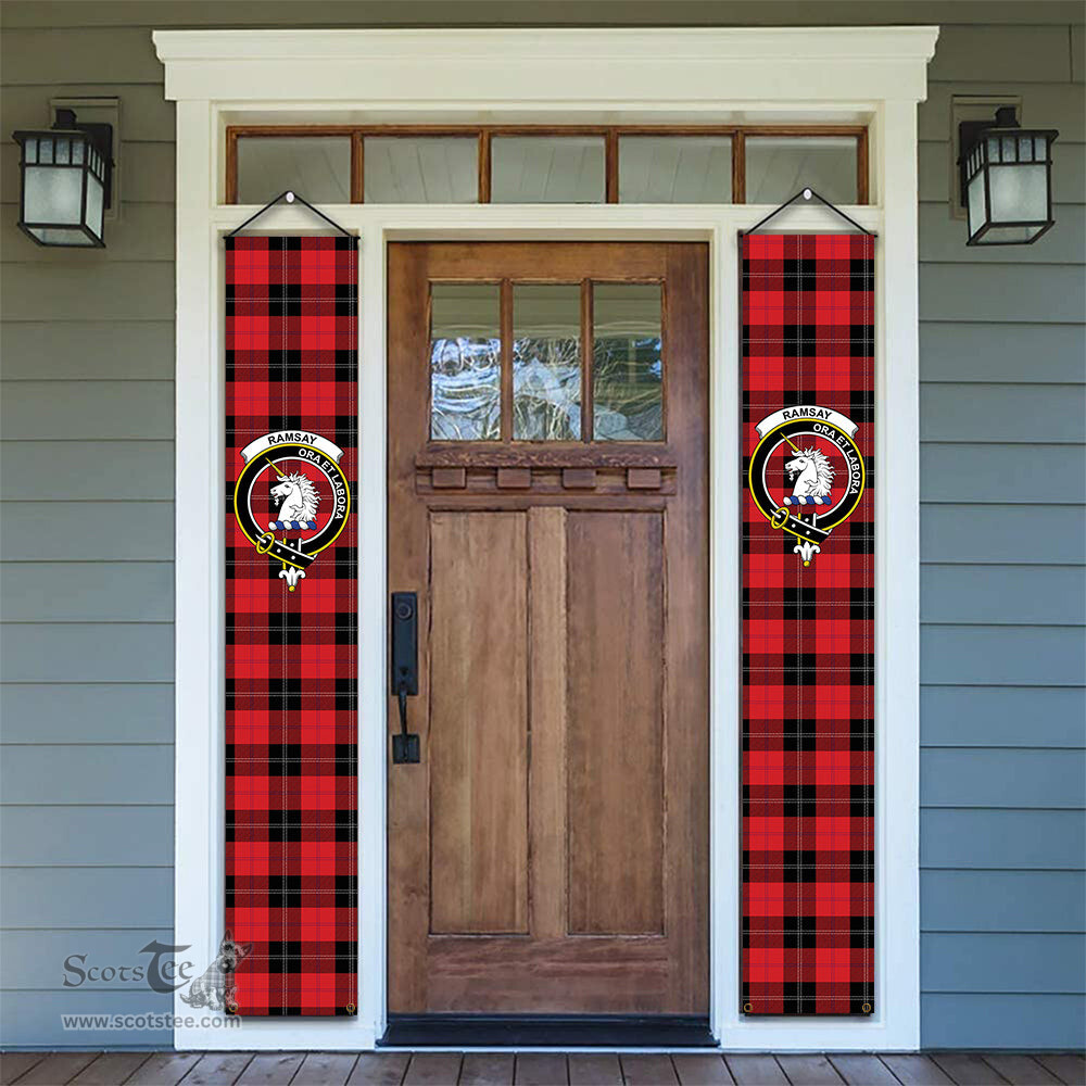 ScotsTee Shop Scottish Ramsay of Dalhousie (Ramsay Red) Modern Tartan Front Porch Sign Set, Hanging Banner Set
