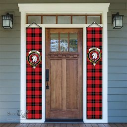 ScotsTee Shop Scottish Ramsay of Dalhousie (Ramsay Red) Modern Tartan Front Porch Sign Set, Hanging Banner Set
