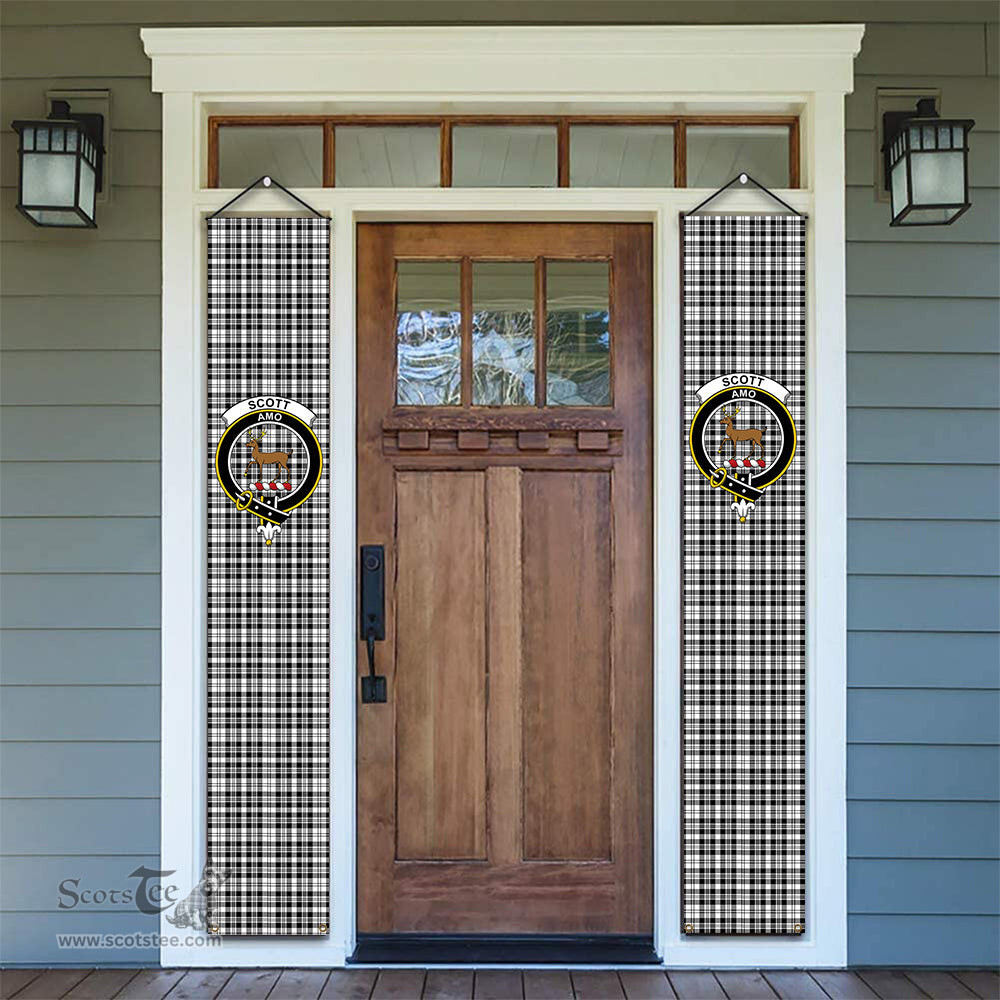 ScotsTee Shop Scottish Scott Black and White Modern Tartan Front Porch Sign Set, Hanging Banner Set