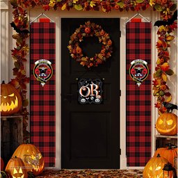 ScotsTee Shop Scottish McLeod Black and Red Tartan Front Porch Sign Set, Hanging Banner Set