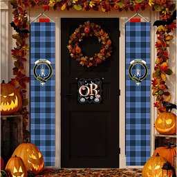 ScotsTee Shop Scottish MacKay Blue Tartan Front Porch Sign Set, Hanging Banner Set