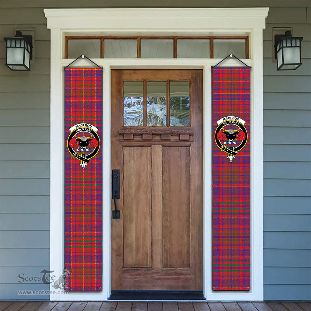 ScotsTee Shop Scottish MacLeod Red Modern Tartan Front Porch Sign Set, Hanging Banner Set