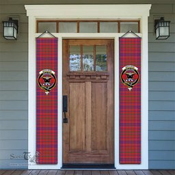 ScotsTee Shop Scottish MacLeod Red Modern Tartan Front Porch Sign Set, Hanging Banner Set