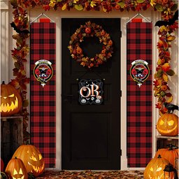 ScotsTee Shop Scottish MacLeod Black and Red Tartan Front Porch Sign Set, Hanging Banner Set