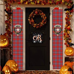 ScotsTee Shop Scottish McFarland Modern Tartan Front Porch Sign Set, Hanging Banner Set