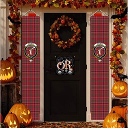 ScotsTee Shop Scottish MacRae Red Modern Tartan Front Porch Sign Set, Hanging Banner Set