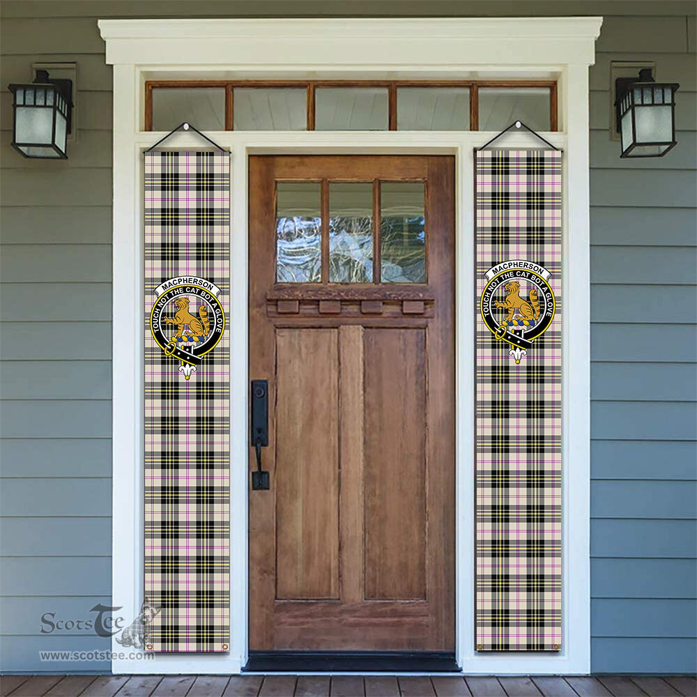 ScotsTee Shop Scottish MacPherson Dress Ancient Tartan Front Porch Sign Set, Hanging Banner Set