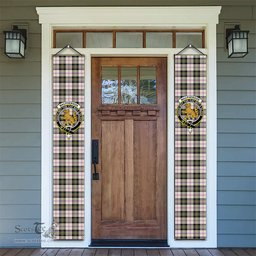 ScotsTee Shop Scottish MacPherson Dress Ancient Tartan Front Porch Sign Set, Hanging Banner Set