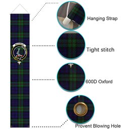 ScotsTee Shop Scottish MacKinlay 2_4 black stripes Tartan Front Porch Sign Set, Hanging Banner Set