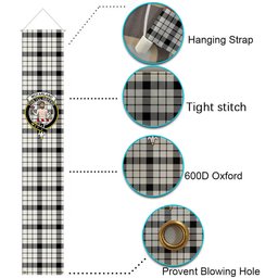 ScotsTee Shop Scottish McFarland Black White Modern Tartan Front Porch Sign Set, Hanging Banner Set