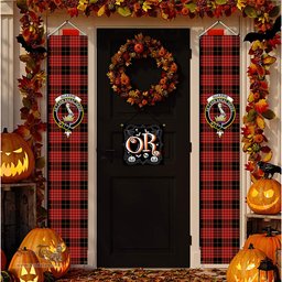 ScotsTee Shop Scottish Quarrie Ancient Tartan Front Porch Sign Set, Hanging Banner Set