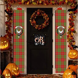 ScotsTee Shop Scottish Leask Modern Tartan Front Porch Sign Set, Hanging Banner Set