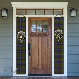 ScotsTee Shop Scottish MacMillan Hunting 2 Tartan Front Porch Sign Set, Hanging Banner Set