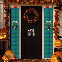 ScotsTee Shop Scottish Irvine Ancient Tartan Front Porch Sign Set, Hanging Banner Set