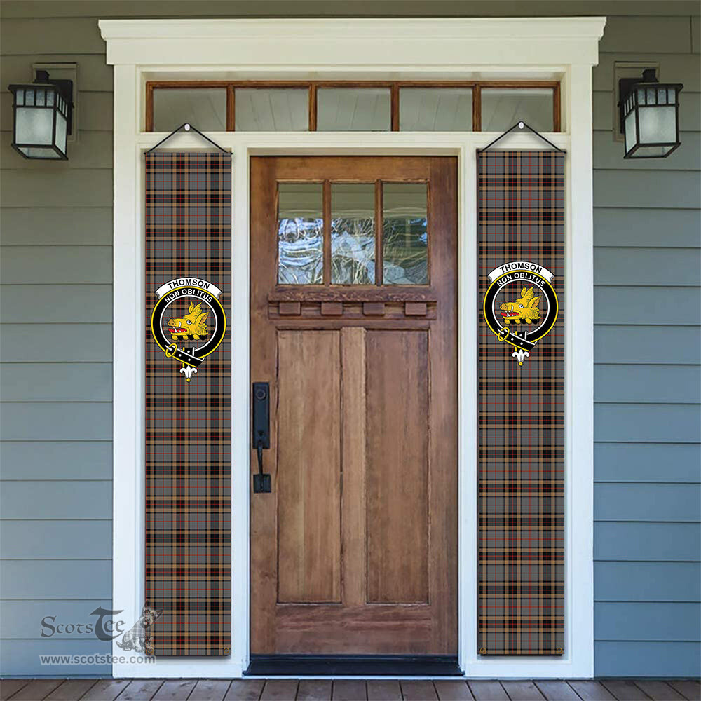ScotsTee Shop Scottish Thomson special grey Tartan Front Porch Sign Set, Hanging Banner Set