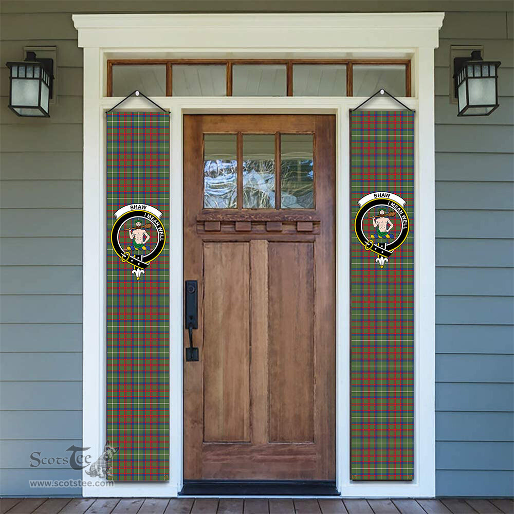 ScotsTee Shop Scottish Shaw Green Modern Tartan Front Porch Sign Set, Hanging Banner Set