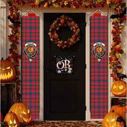 ScotsTee Shop Scottish Sinclair Lyon Count Modern Tartan Front Porch Sign Set, Hanging Banner Set