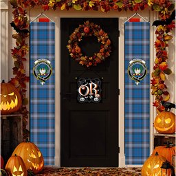 ScotsTee Shop Scottish Kinnaird Ancient Tartan Front Porch Sign Set, Hanging Banner Set