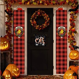 ScotsTee Shop Scottish MacIver Ancient Tartan Front Porch Sign Set, Hanging Banner Set