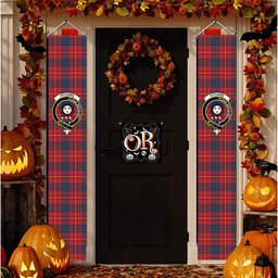 ScotsTee Shop Scottish Pitcairn Heritage Modern Tartan Front Porch Sign Set, Hanging Banner Set