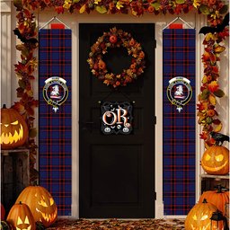 ScotsTee Shop Scottish Hume Modern Tartan Front Porch Sign Set, Hanging Banner Set