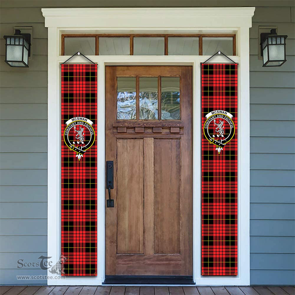 ScotsTee Shop Scottish McSwan Modern Tartan Front Porch Sign Set, Hanging Banner Set