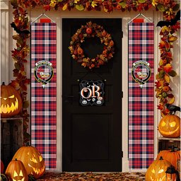 ScotsTee Shop Scottish MacDonald Dress Irish Modern Tartan Front Porch Sign Set, Hanging Banner Set
