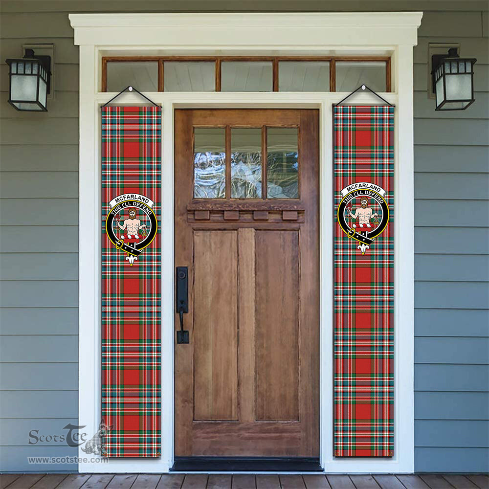 ScotsTee Shop Scottish McFarland Red Ancient Tartan Front Porch Sign Set, Hanging Banner Set