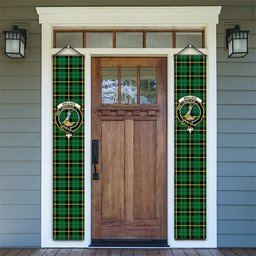 ScotsTee Shop Scottish Wallace Hunting - Green Tartan Front Porch Sign Set, Hanging Banner Set