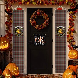 ScotsTee Shop Scottish Nicolson Hunting Weathered Tartan Front Porch Sign Set, Hanging Banner Set