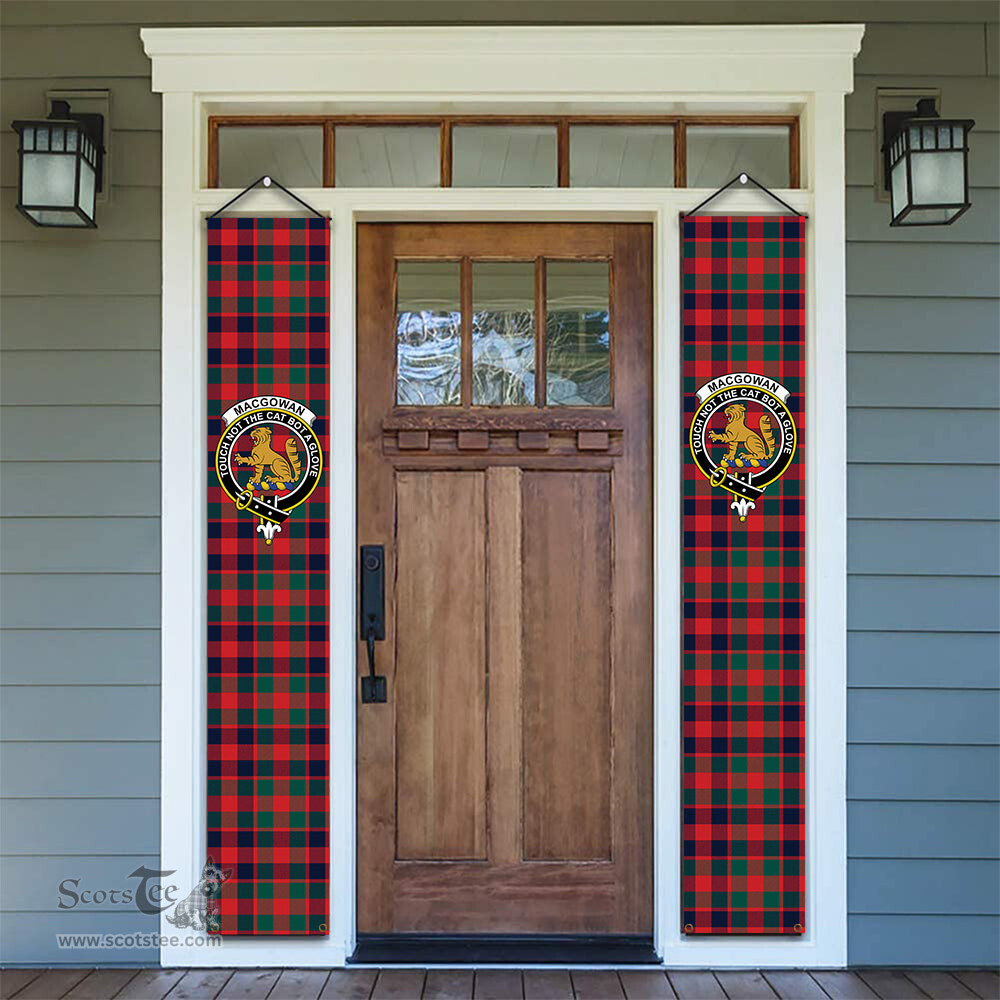 ScotsTee Shop Scottish MacGowan Modern Tartan Front Porch Sign Set, Hanging Banner Set