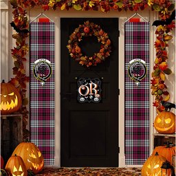 ScotsTee Shop Scottish Little of Morton Rigg Modern Tartan Front Porch Sign Set, Hanging Banner Set