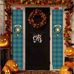 ScotsTee Shop Scottish Oliphant Ancient Tartan Front Porch Sign Set, Hanging Banner Set