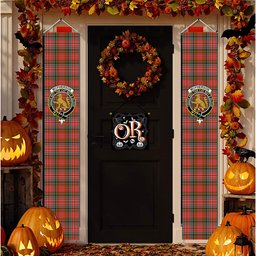 ScotsTee Shop Scottish McPherson Weathered Tartan Front Porch Sign Set, Hanging Banner Set