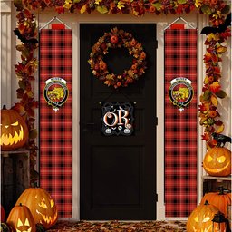 ScotsTee Shop Scottish McIver Ancient Tartan Front Porch Sign Set, Hanging Banner Set