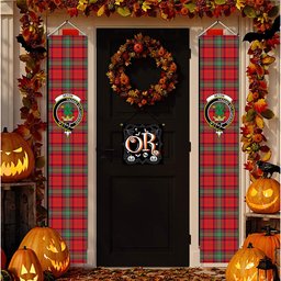 ScotsTee Shop Scottish Seton Modern Tartan Front Porch Sign Set, Hanging Banner Set